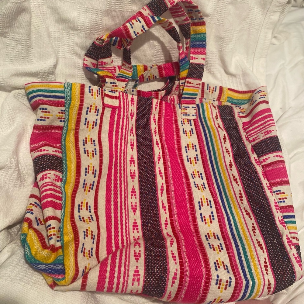 Tribal boho bohemian tote bag large bag happy tote bag with 2 sets of straps